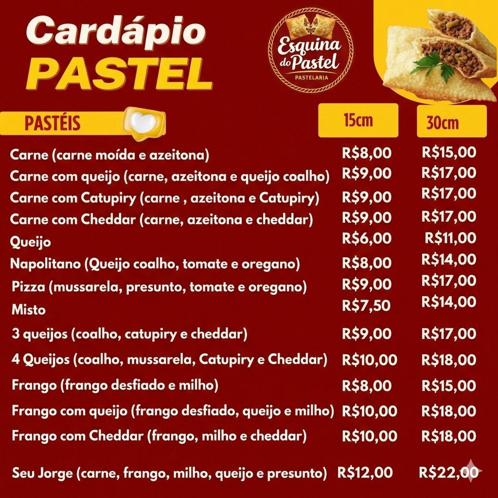Cardápio Esquina do Pastel
